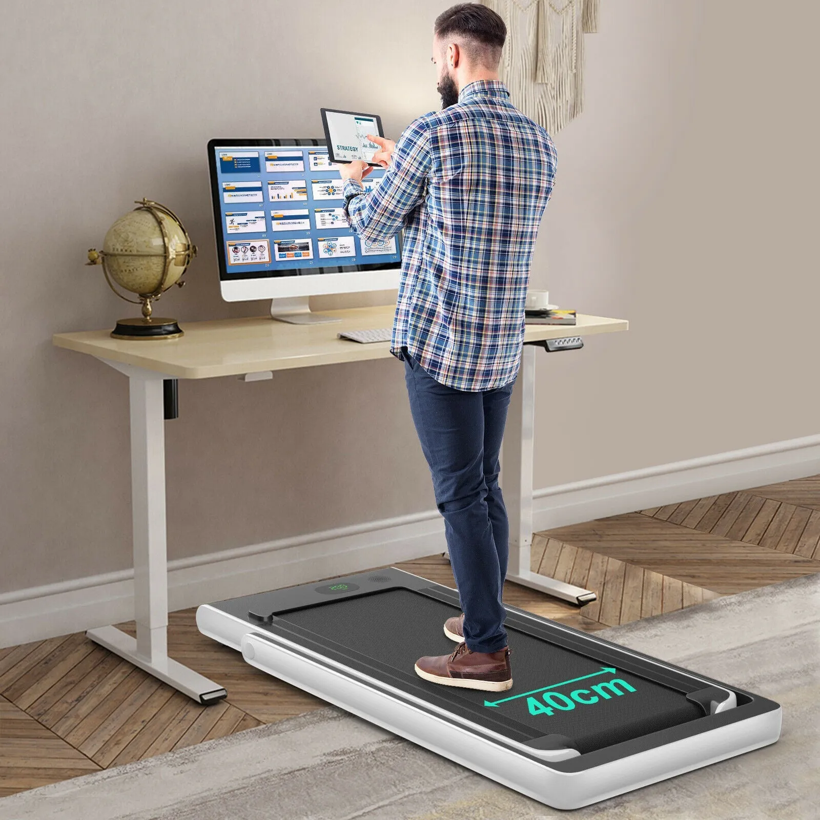 1-12Kph Folding Electric Treadmill with Bluetooth Capability-White