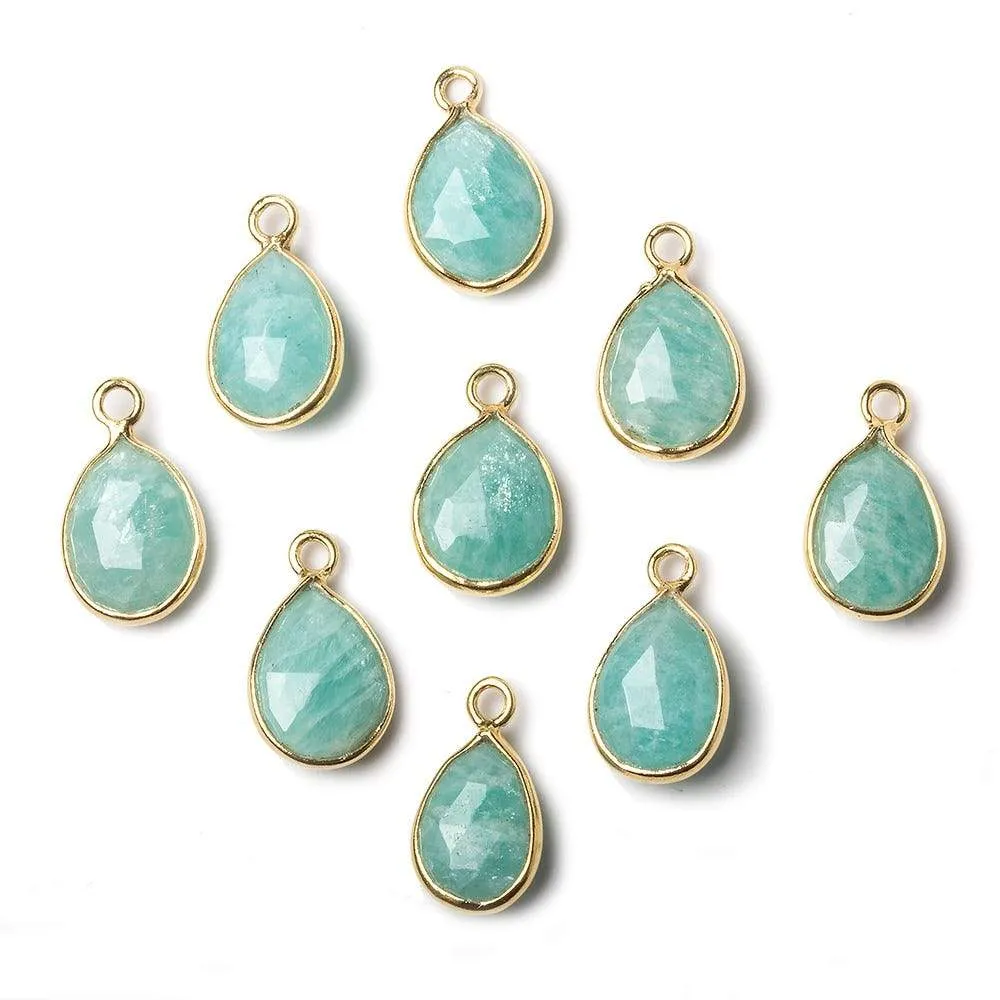 10x7mm Vermeil Bezel Amazonite faceted pear Petite Pendant 1 piece