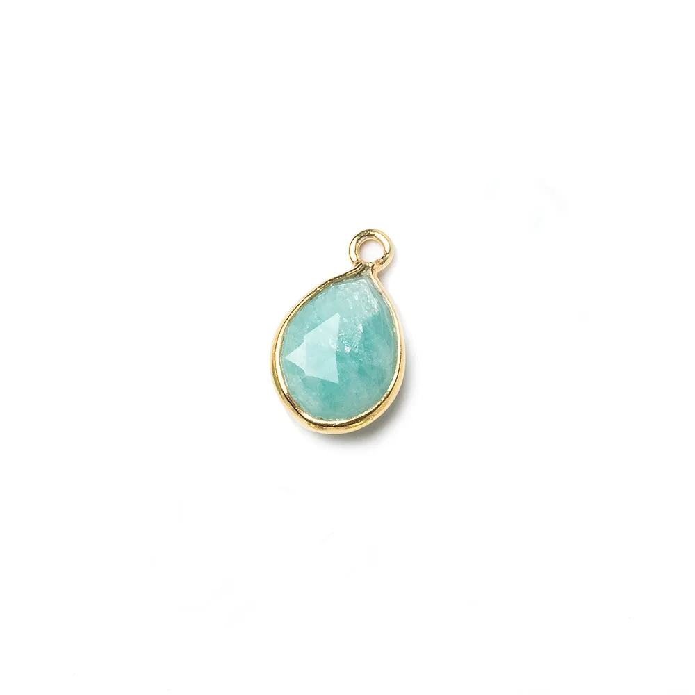 10x7mm Vermeil Bezel Amazonite faceted pear Petite Pendant 1 piece