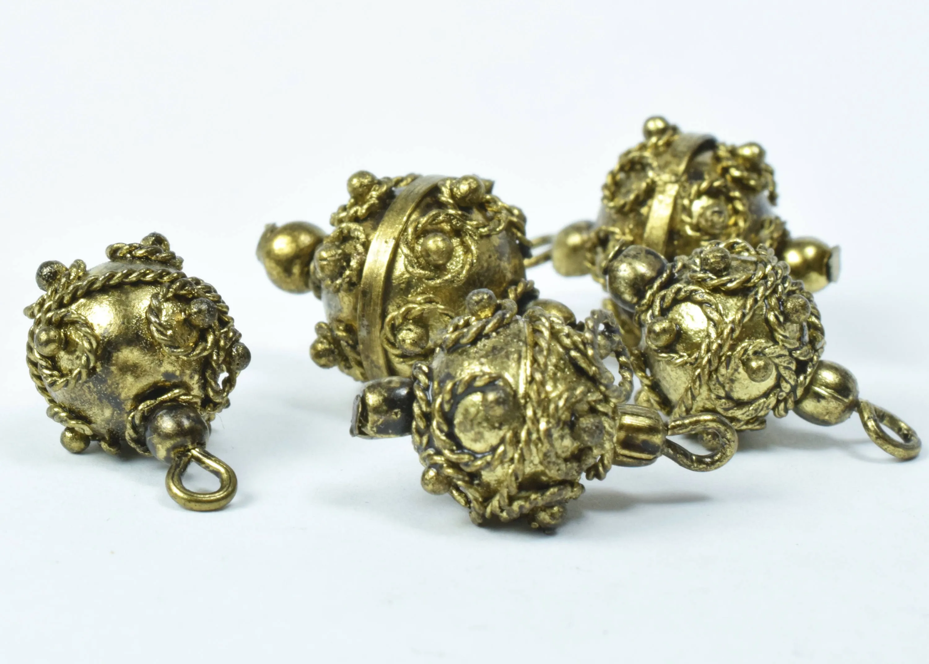 13mm/14mm Bali Eye Pin Antique Gold Plastic Beads/ Sold by 100pcs, Elaborate lightweight plastic, 2mm eye pin, Elaborate beads, Bali beads