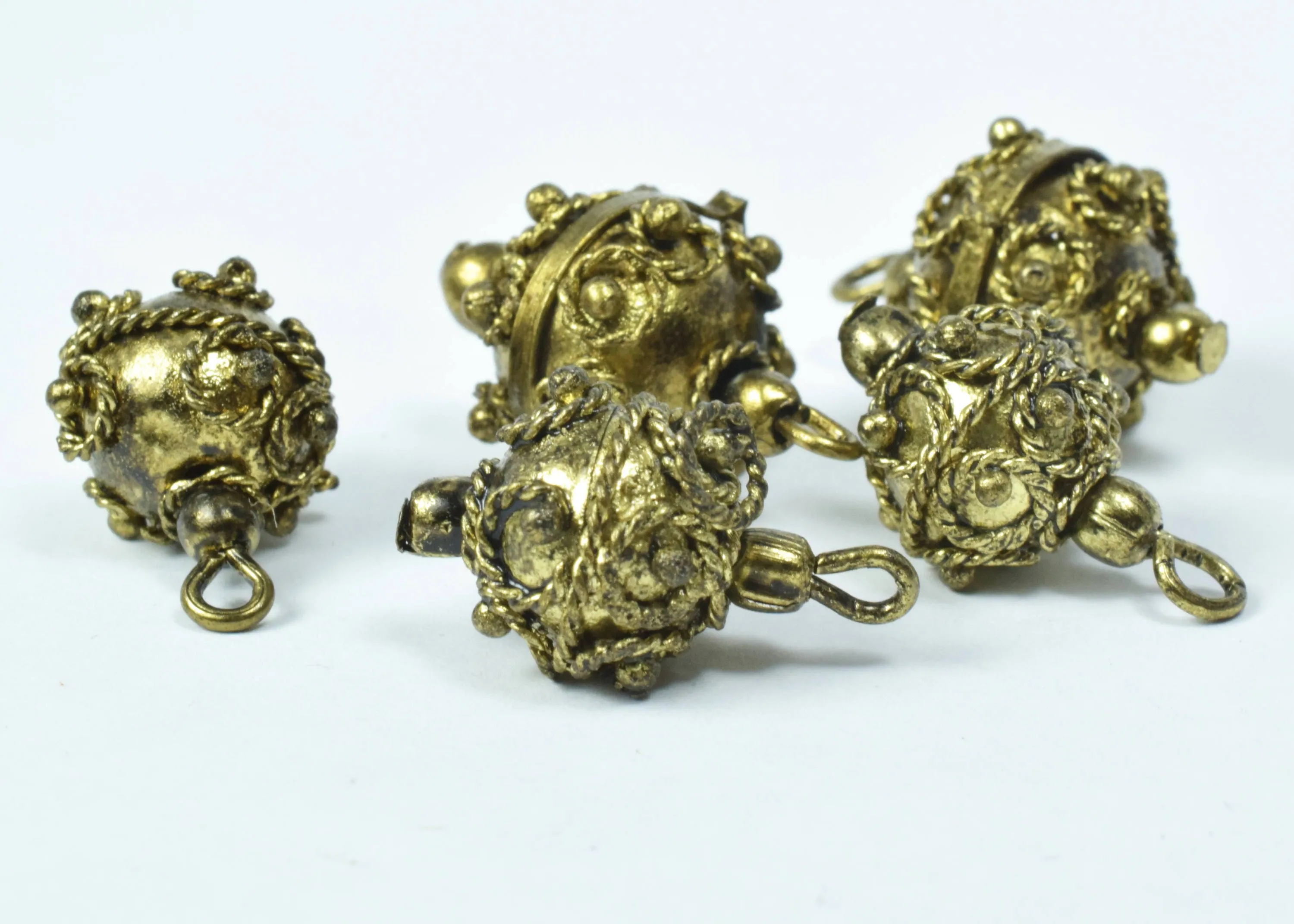 13mm/14mm Bali Eye Pin Antique Gold Plastic Beads/ Sold by 100pcs, Elaborate lightweight plastic, 2mm eye pin, Elaborate beads, Bali beads