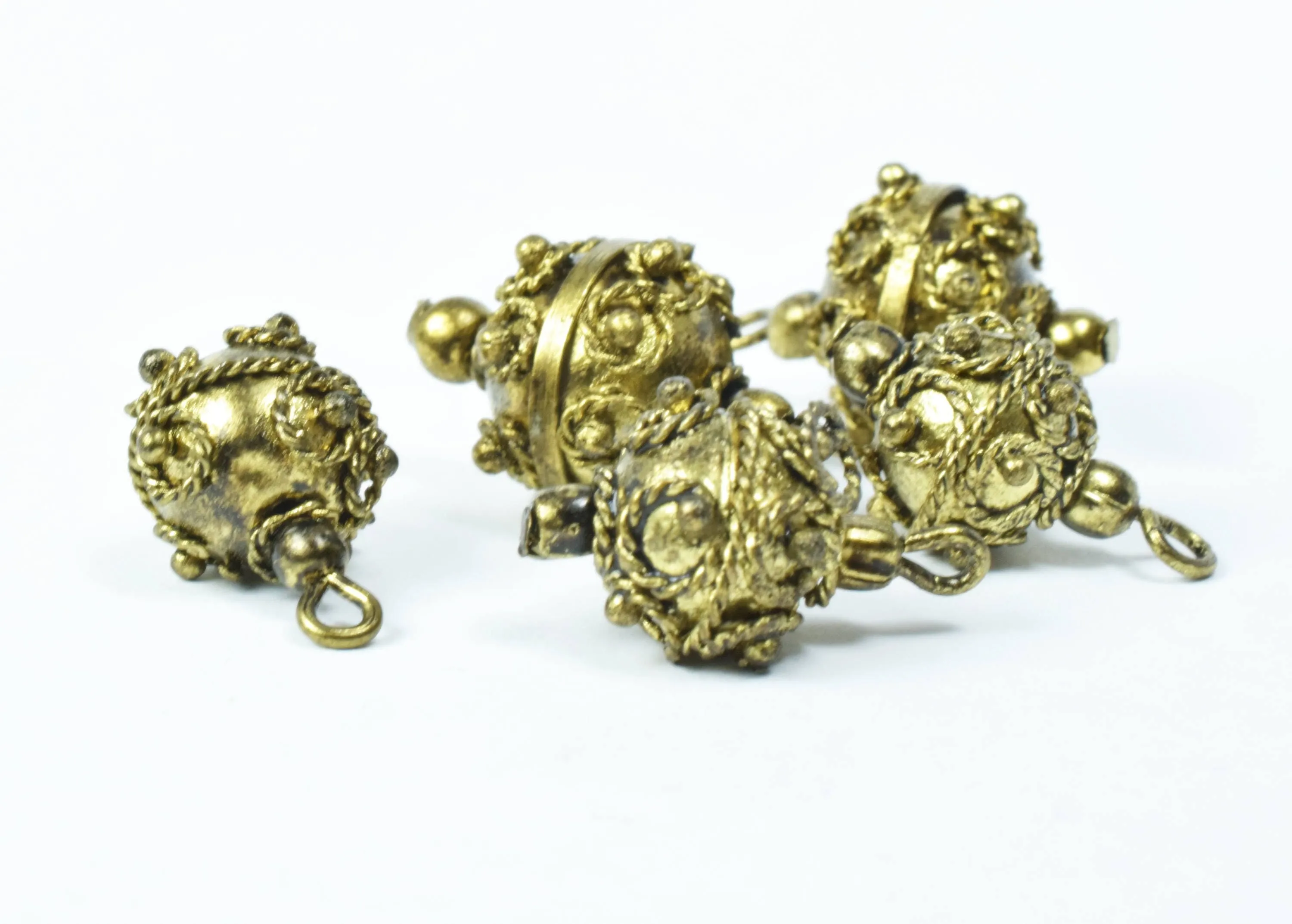 13mm/14mm Bali Eye Pin Antique Gold Plastic Beads/ Sold by 100pcs, Elaborate lightweight plastic, 2mm eye pin, Elaborate beads, Bali beads