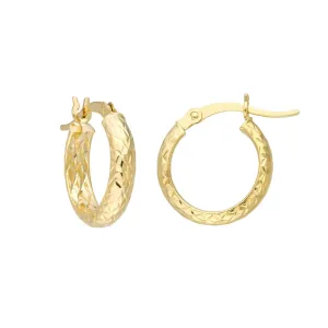 14k Gold Diamond-Cut Hoop Earrings