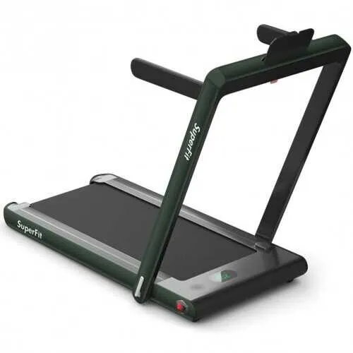 2-in-1 Folding Treadmill with Bluetooth Speaker LED Display-Green