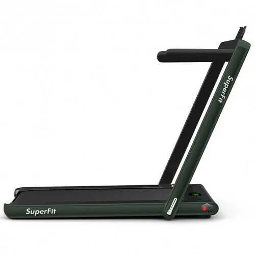 2-in-1 Folding Treadmill with Bluetooth Speaker LED Display-Green