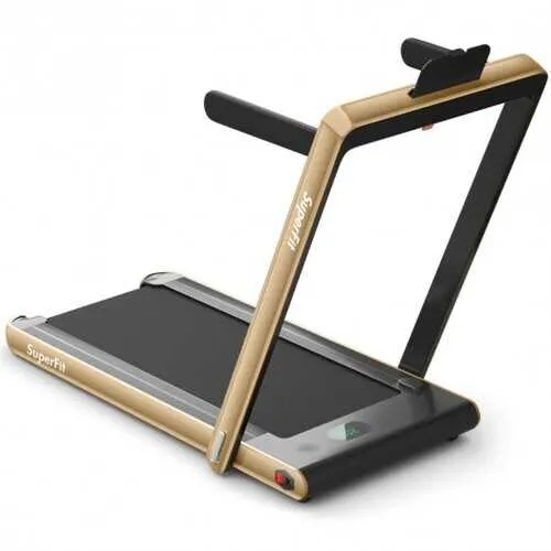 2-in-1 Folding Treadmill with Bluetooth Speaker LED Display-Yellow