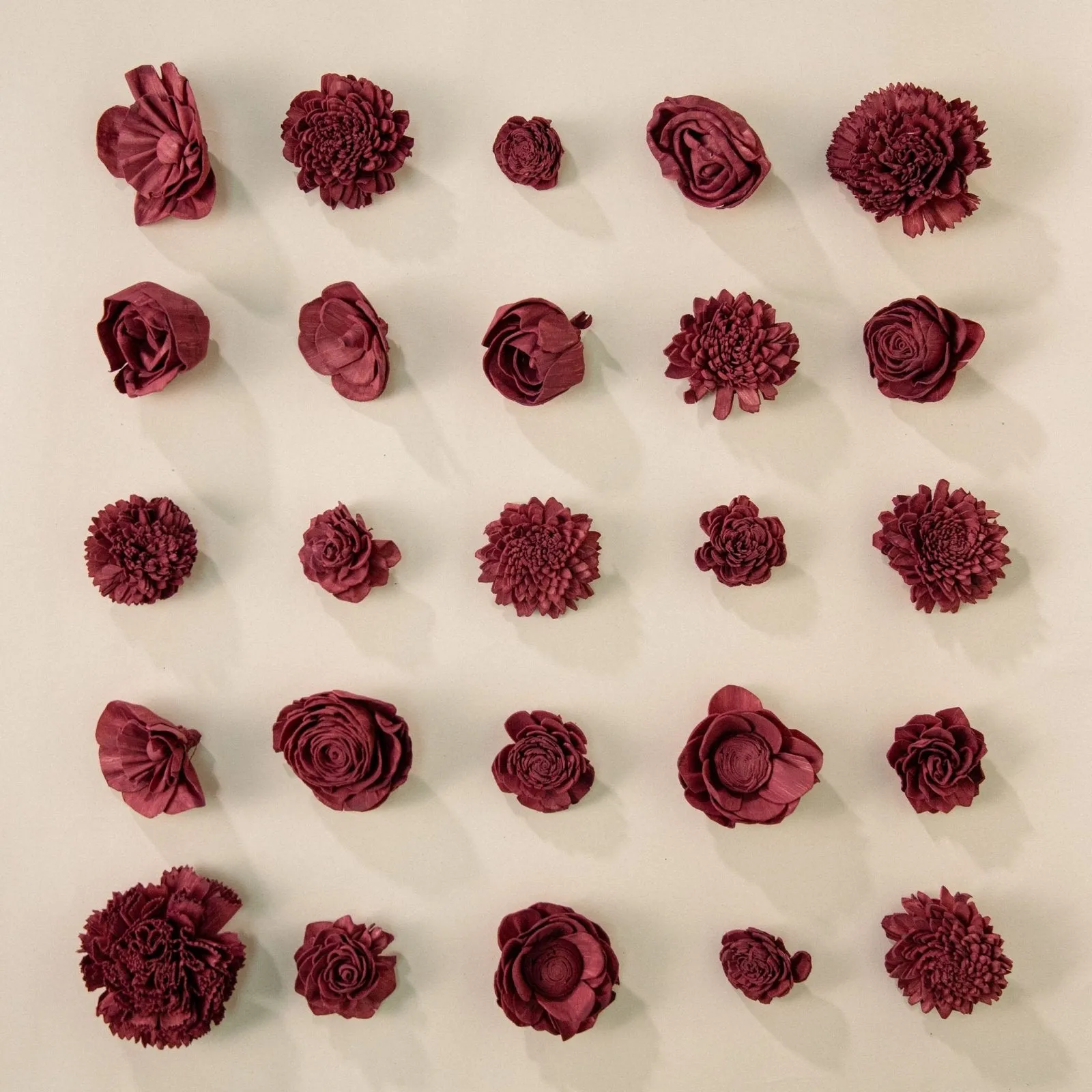 25-Pack of Burgundy-Colored Mixed Flowers