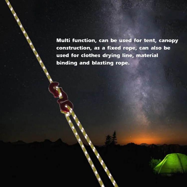 4m x 6 Rolls Outdoor Camping Tent Canopy Wind Rope Luminous Multi-Function Wind Rope Buckle Tent Fixed Rope(S Buckle-Red)