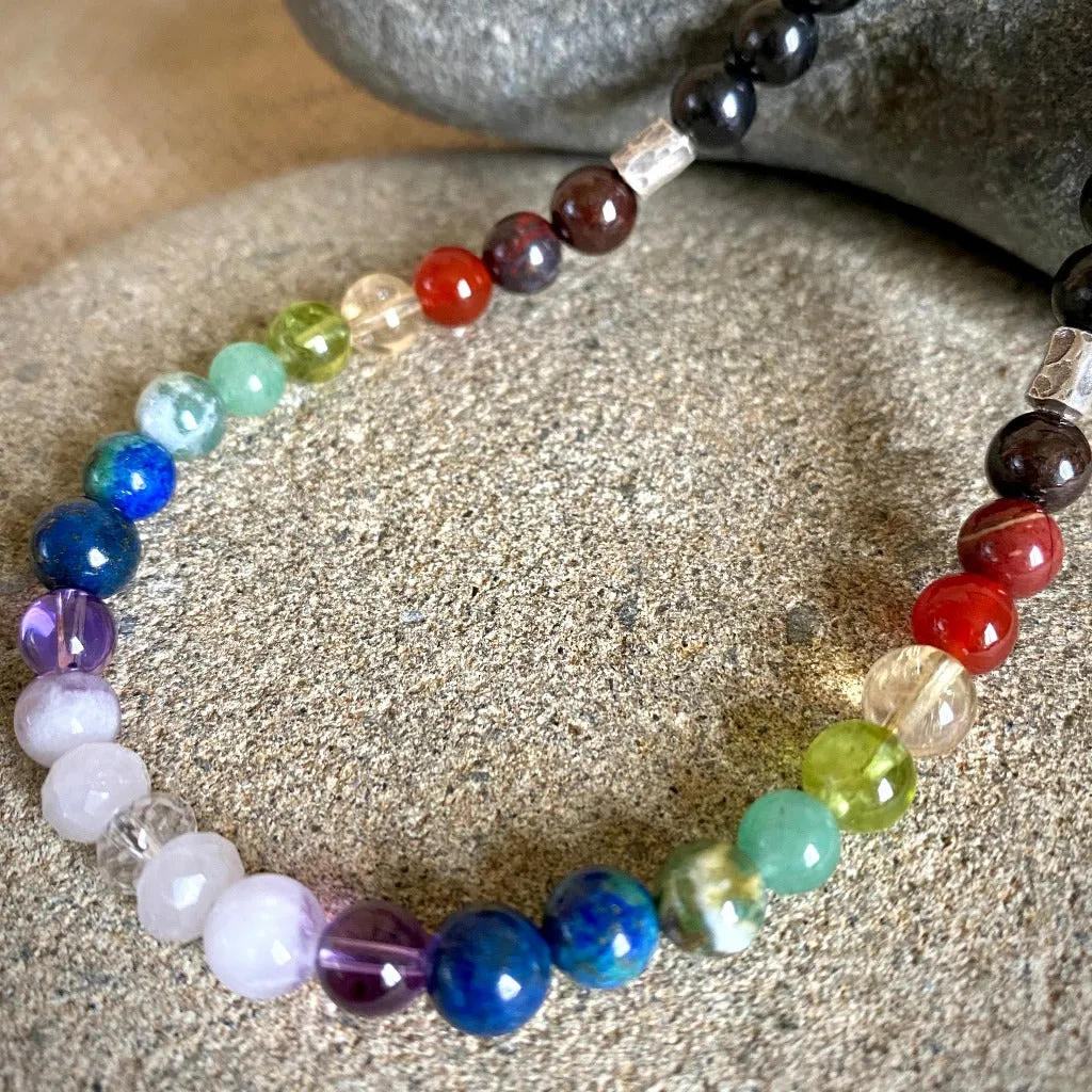 7 Chakra Gemstone Necklace With Shungite For Whole Body Energy Balance