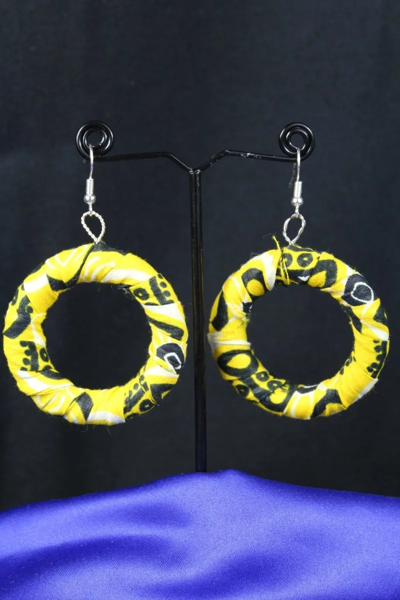 African Earrings in Yellow Ankara