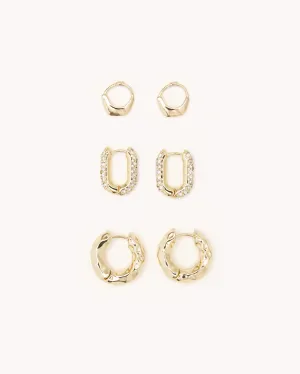 AMOURA EARRING 3 PACK - GOLD PLATED 18K