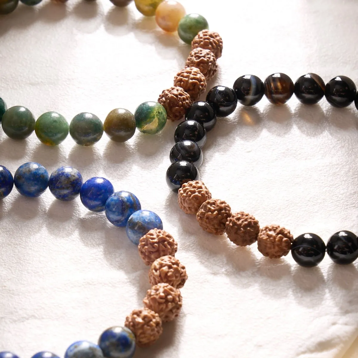 Arya | India Agate x Rudraksha |  Mala Bracelet