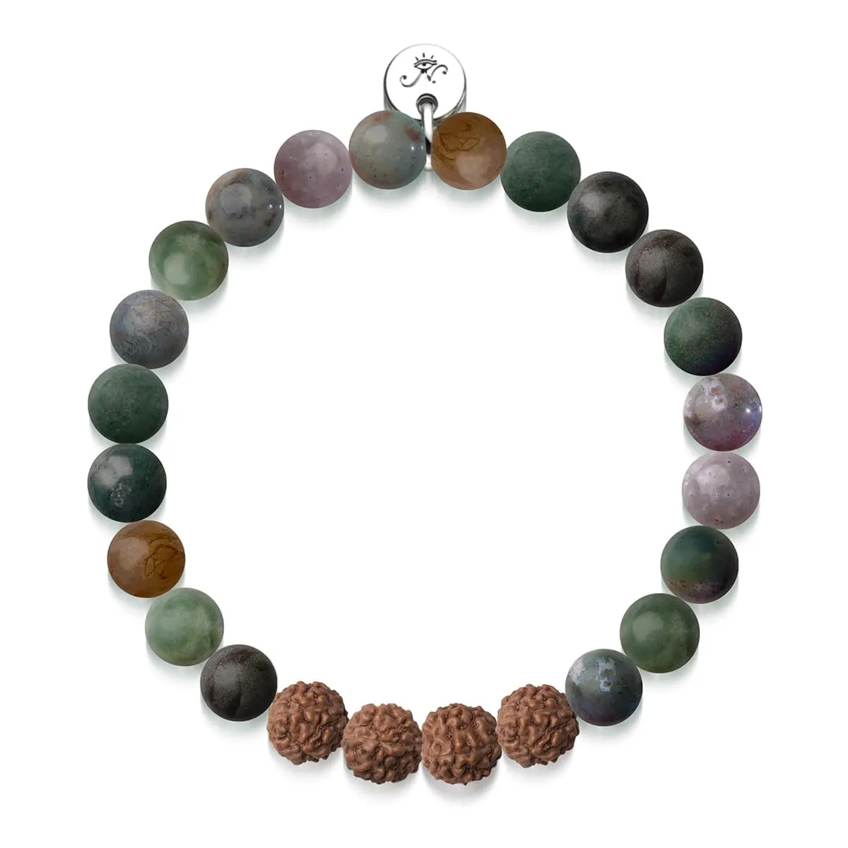 Arya | India Agate x Rudraksha |  Mala Bracelet