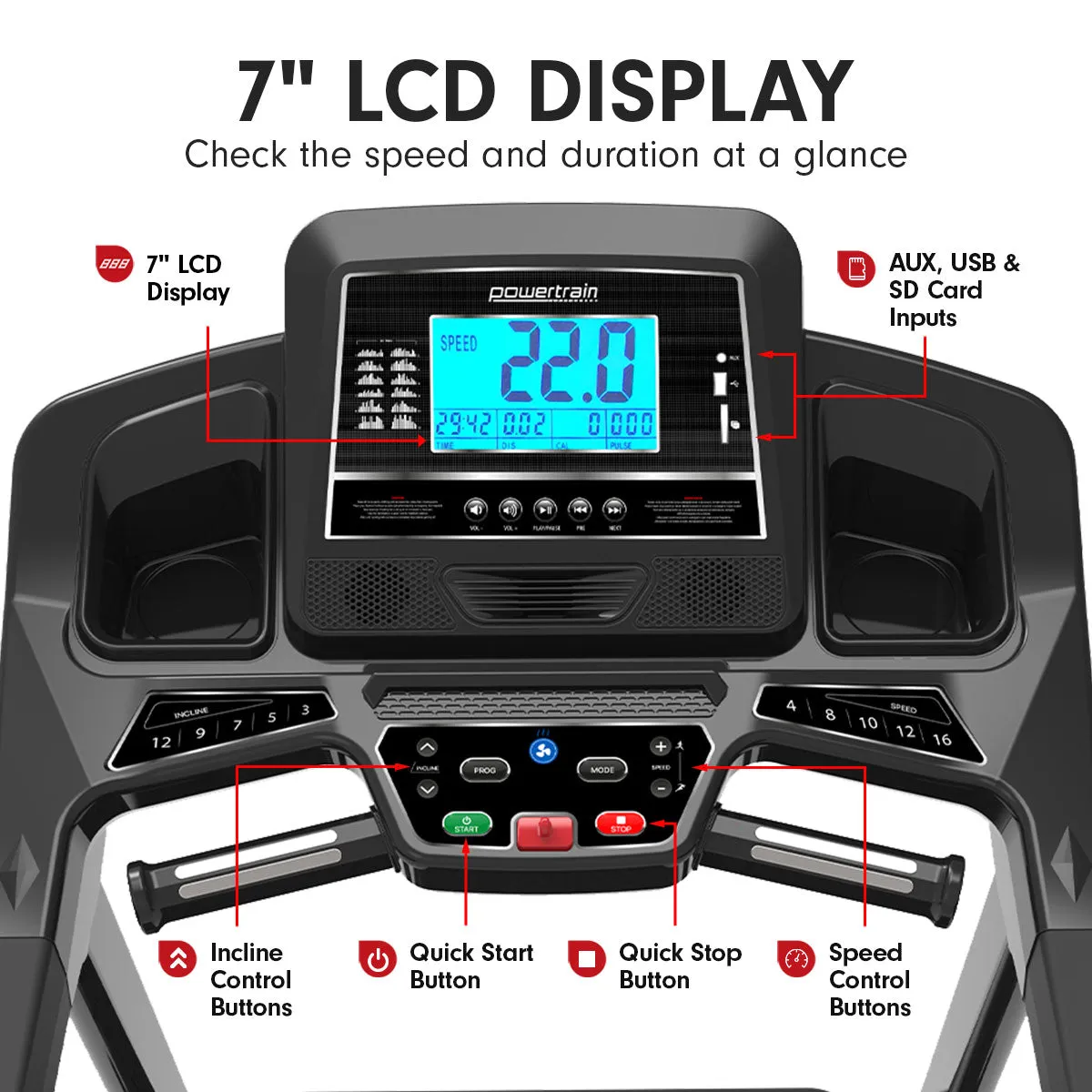 Auto-Incline Foldable Treadmill w/ Fan, 12 Programs - Powertrain