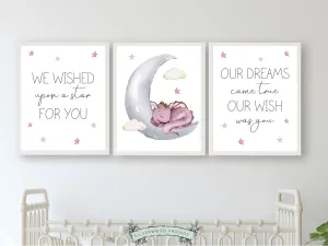 Baby Girls Dragon Moon Nursery Print