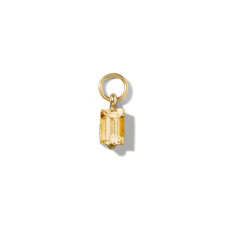 Baguette Charm, Citrine, Gold