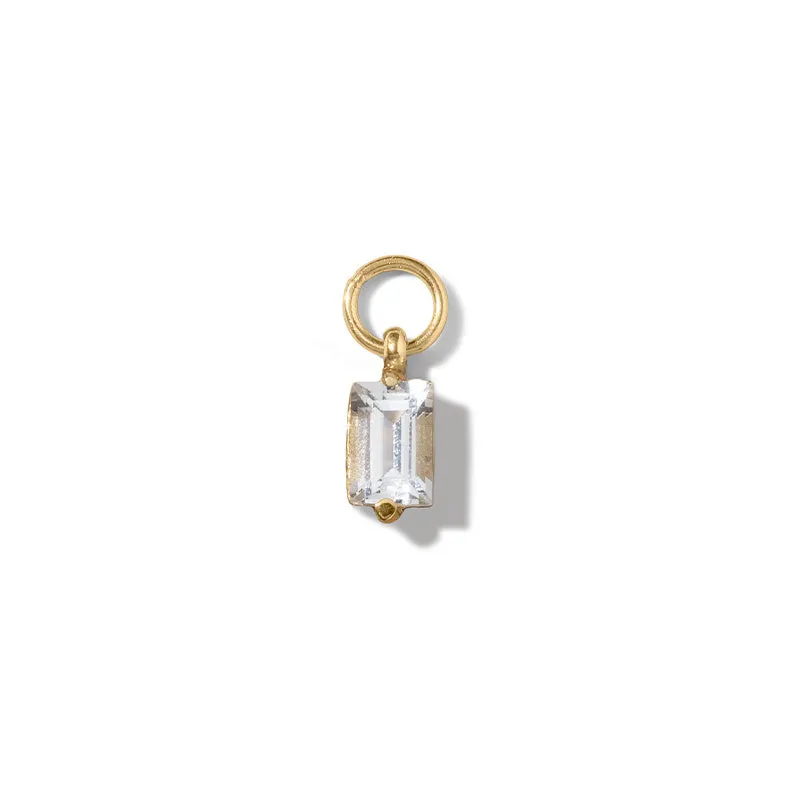 Baguette Charm, White Topaz, Gold