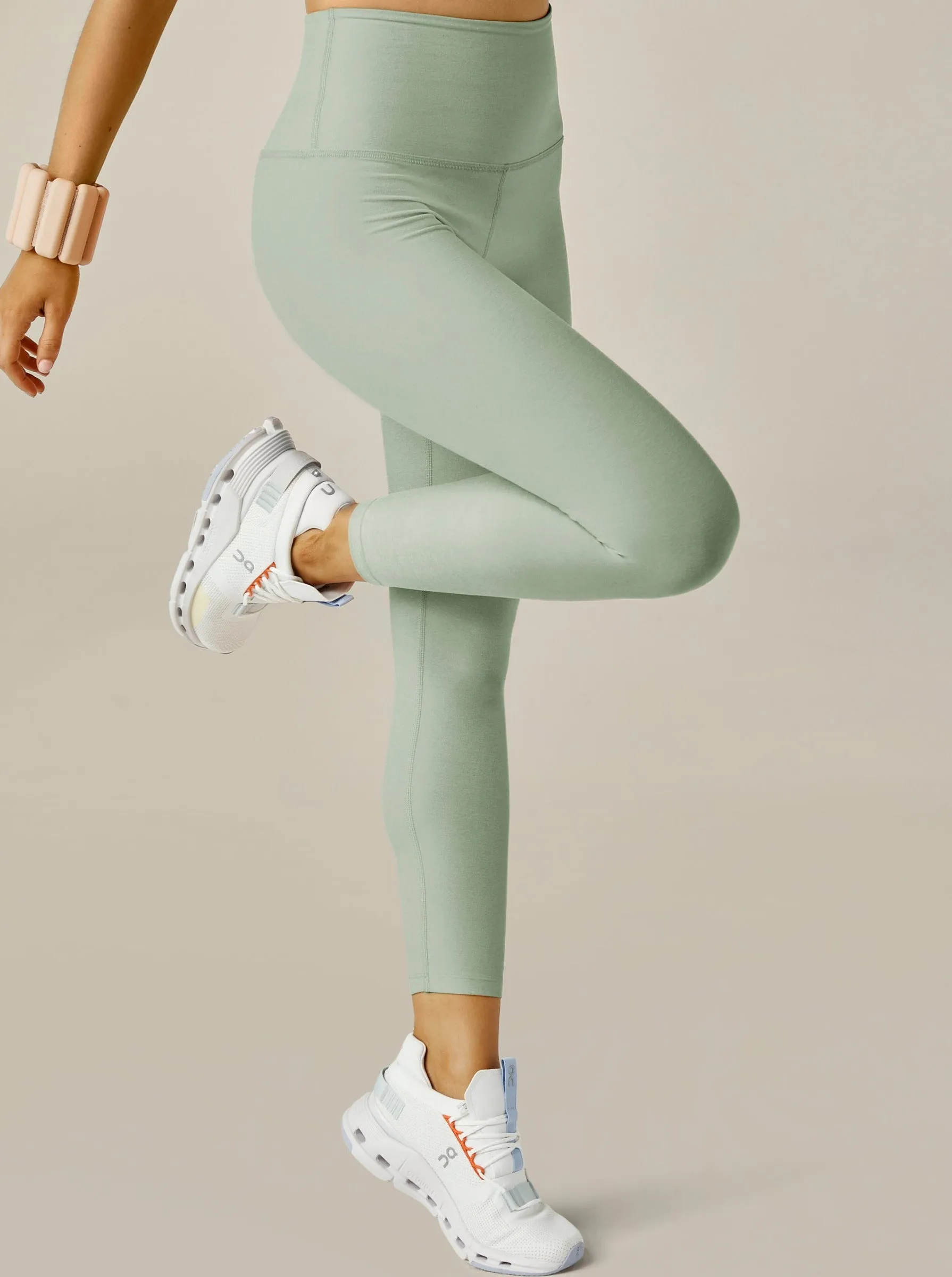 Beyond Yoga Caught In The Midi Legging - Minty Slate Heather