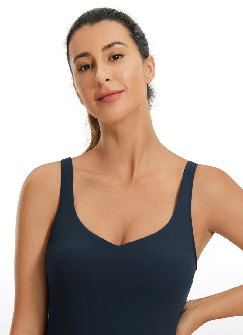 Butterluxe Waist-Length Built-in Bra Tank V Neck