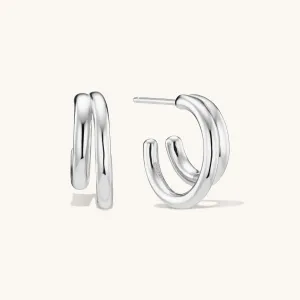 Classic Layered Hoops in Silver