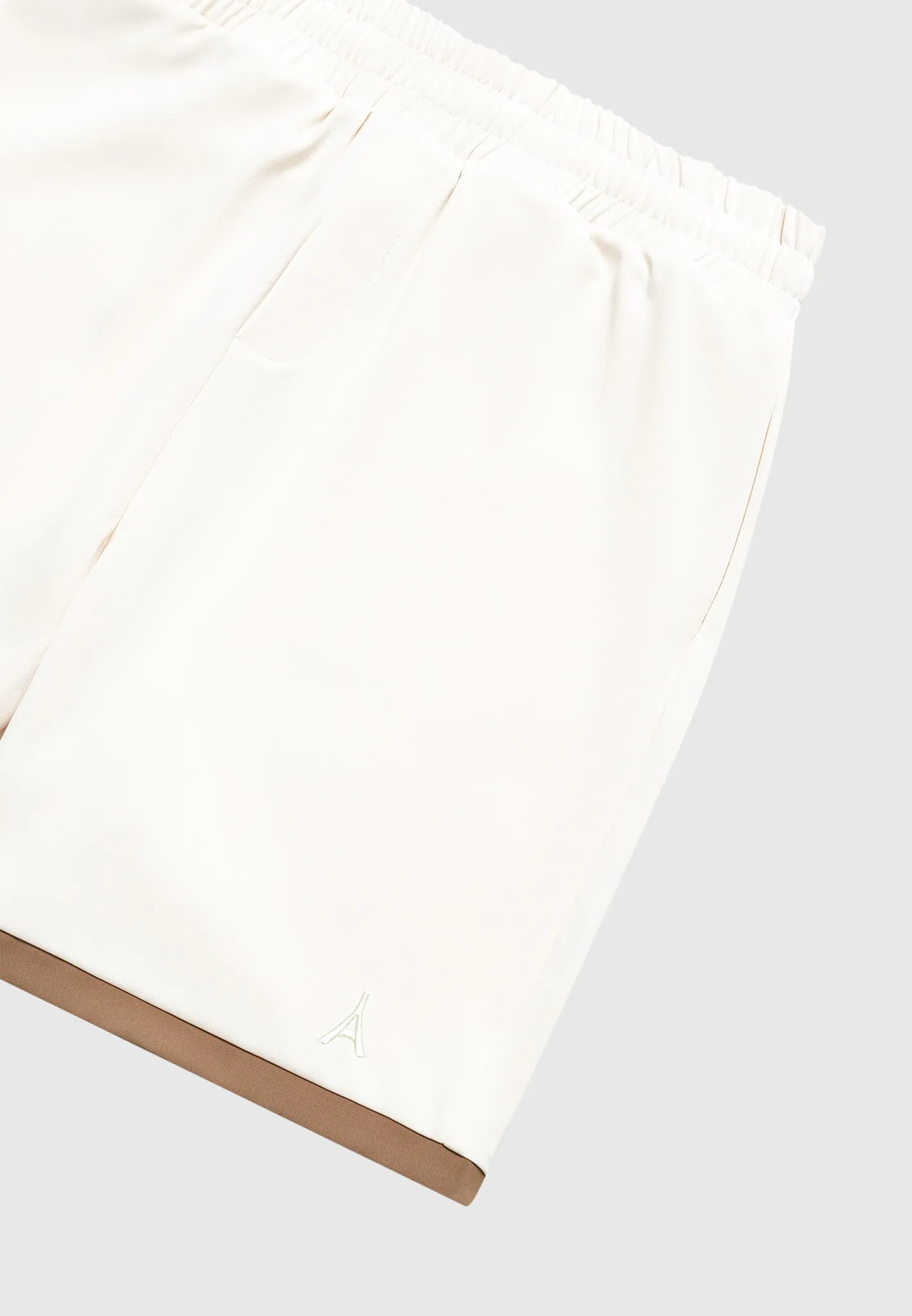 Colour Block Shorts - Cream/Brown