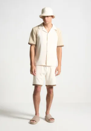 Colour Block Shorts - Cream/Brown