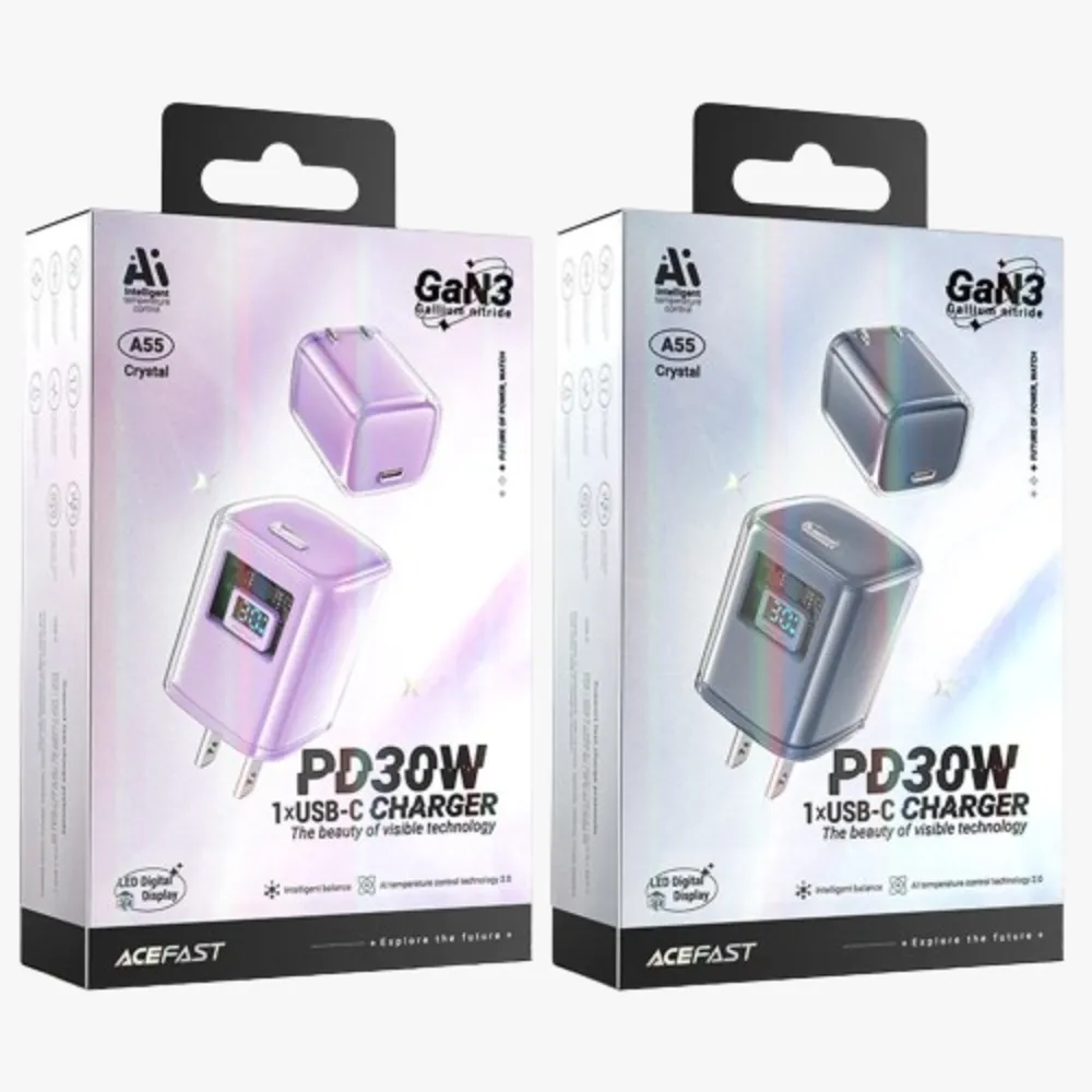 Crystal Series A55 GaN Wall Charger 30W