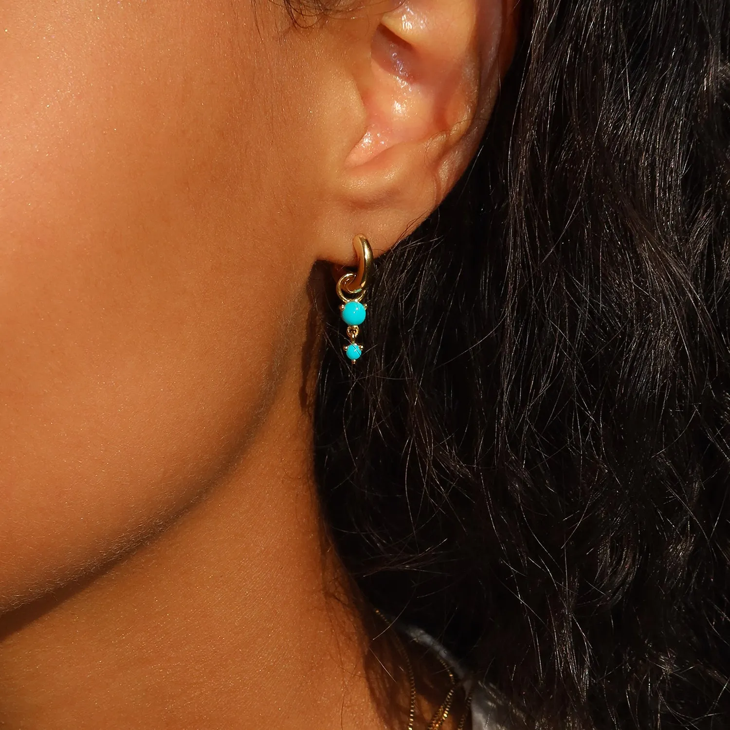 Deux Drop Hoops | Turquoise