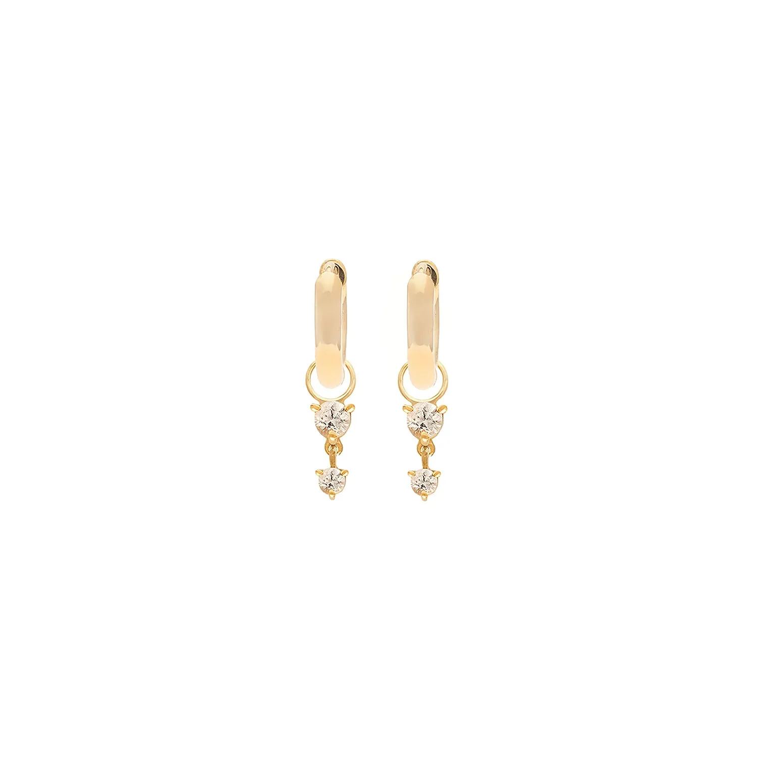 Deux Drop Hoops | White Topaz