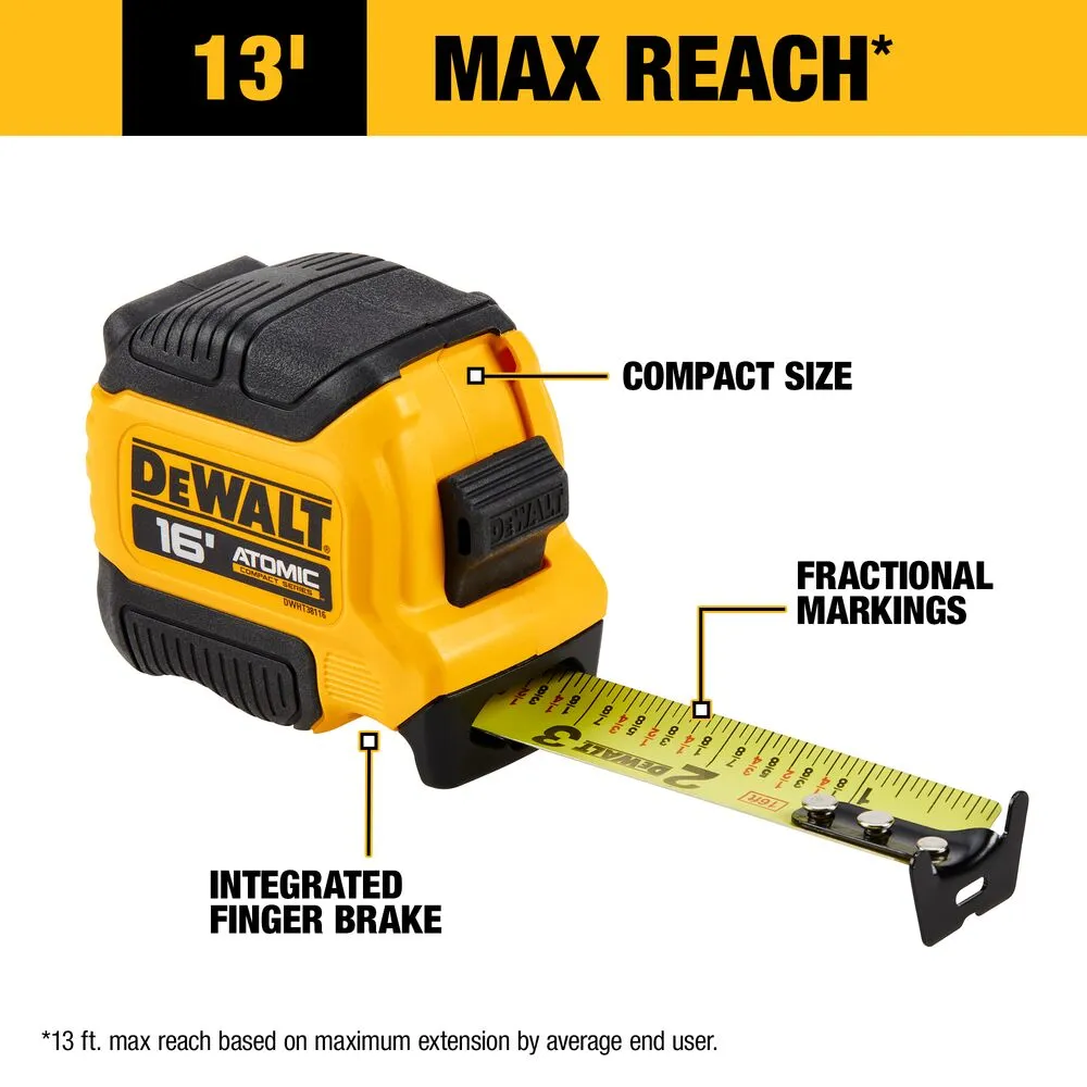 DeWALT DWHT38116S 16' x 1.125" ATOMIC COMPACT SERIES Tape Measure