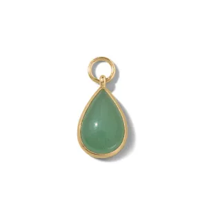 Droplet Charm, Green Aventurine, Gold