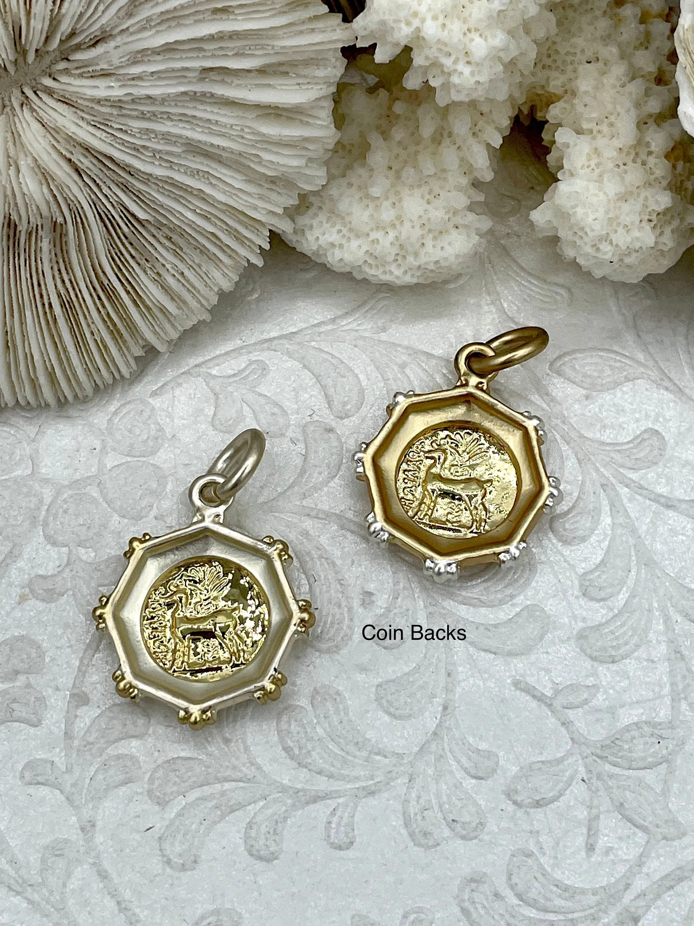 French Bee Replica Coin, Gold Bee Coin, Two Tone Bezel, Reproduction Bee Coin, Gold Coin pendant, Petite Coin, 2 bezel styles Fast Ship