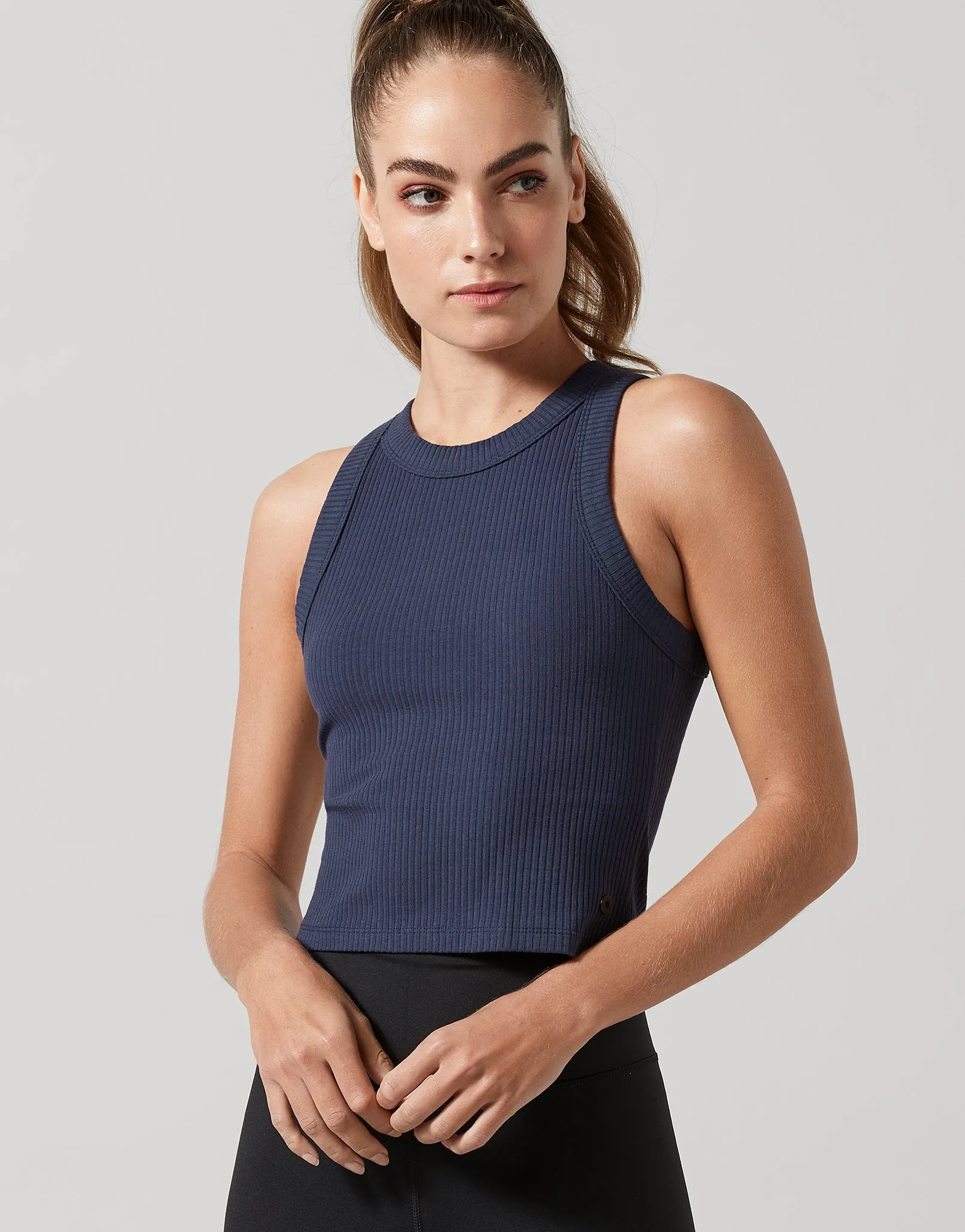 Harmony Ribbed Tank in Navy