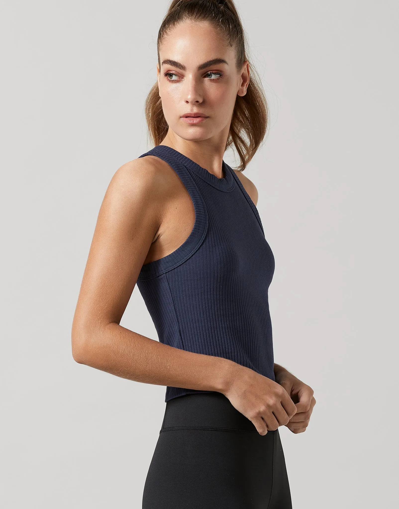 Harmony Ribbed Tank in Navy