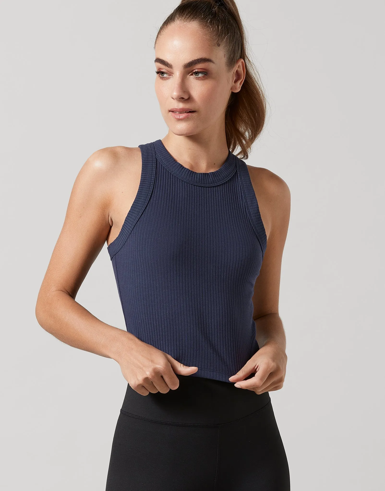 Harmony Ribbed Tank in Navy