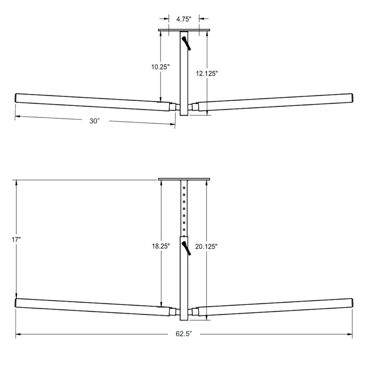 Hi-Port 2 | Adjustable Ceiling Storage Rack | Double | Holds 150 lbs