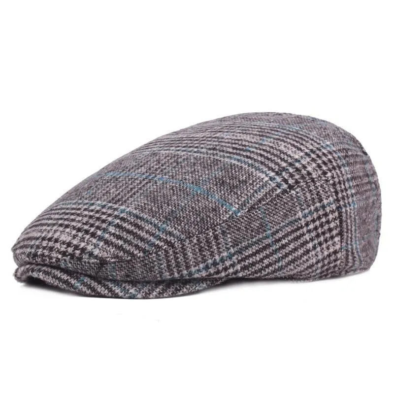 Houndstooth Plaid Wool Ivy Cap