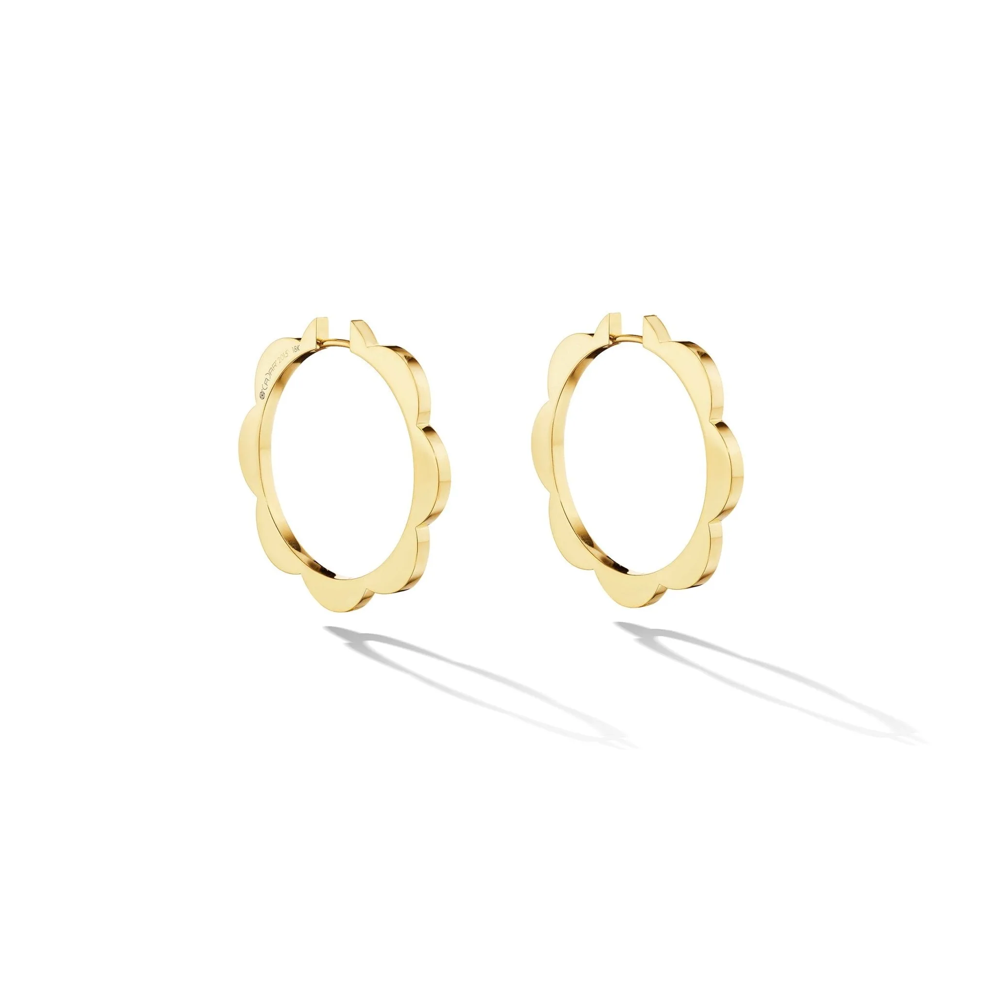 Large Yellow Gold Triplet Plain Hoop Earrings