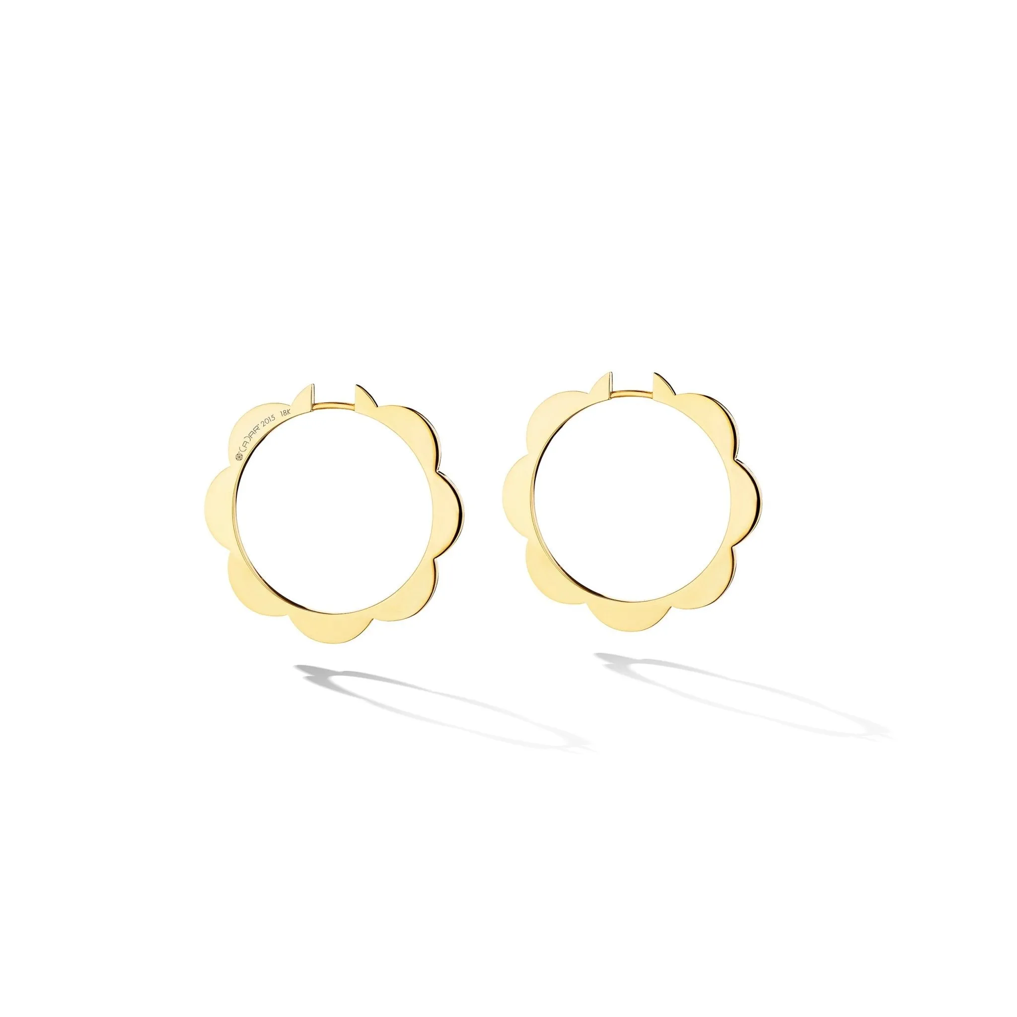 Large Yellow Gold Triplet Plain Hoop Earrings