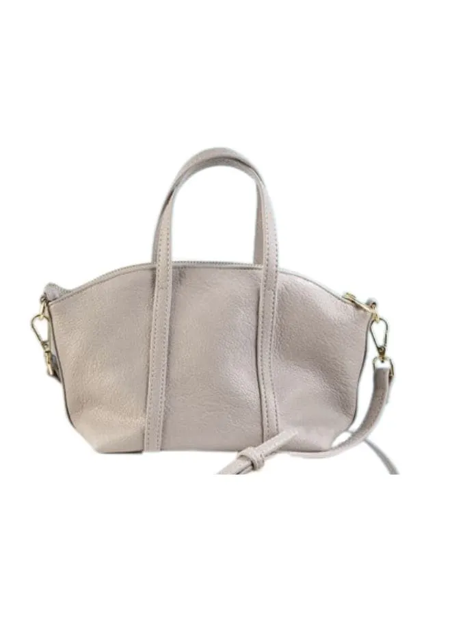 Leather Tote Mini Bag with Zip Closure and a Shoulder Strap