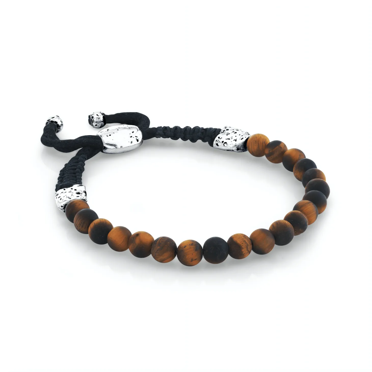 LH x JA Akasha Brown Tiger's Eye Mala Bead Silver Bracelet