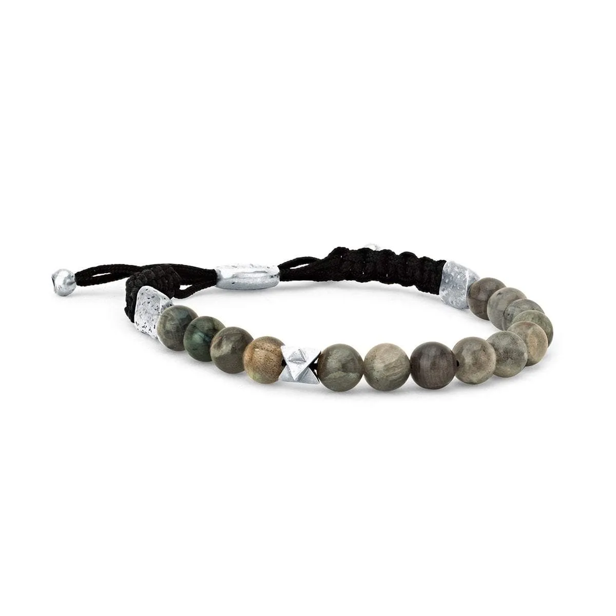 LH x JA Akasha Labradorite Mala Bead Bracelet with 18k Merkaba