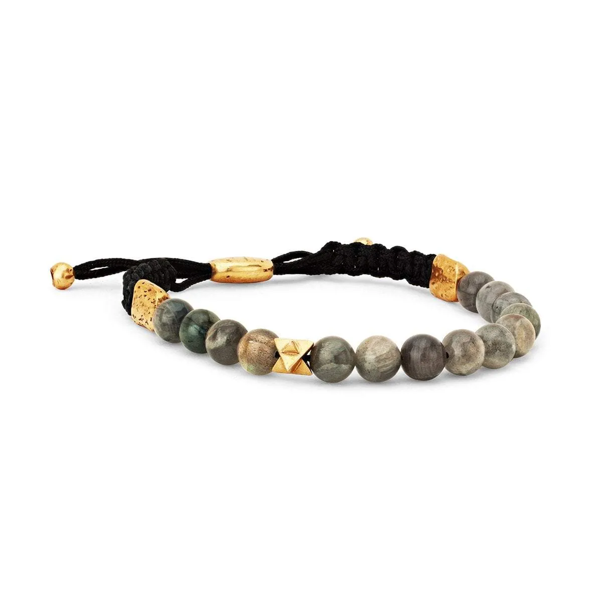 LH x JA Akasha Labradorite Mala Bead Bracelet with 18k Merkaba