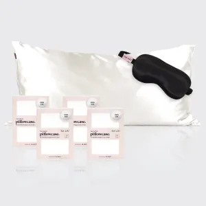 Luxe Satin Pillowcase & Eye Mask Bundle -  Ivory (King)