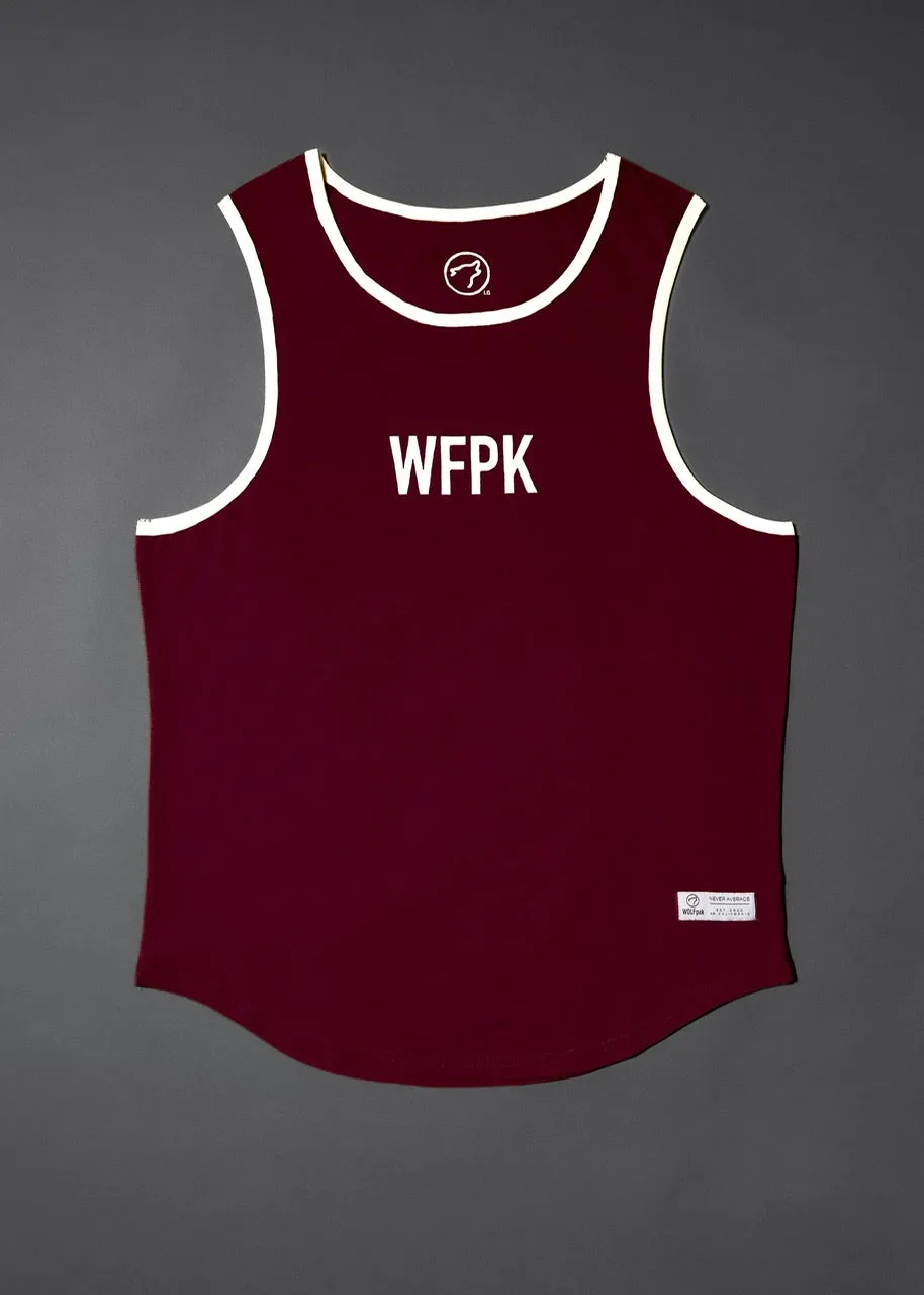 Men's Performance Tank Crimson Red W/ Off White Border