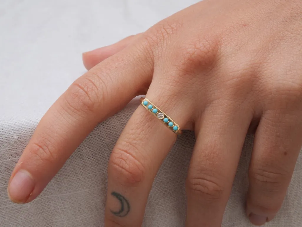 Message Ring - Turquoise with Diamond