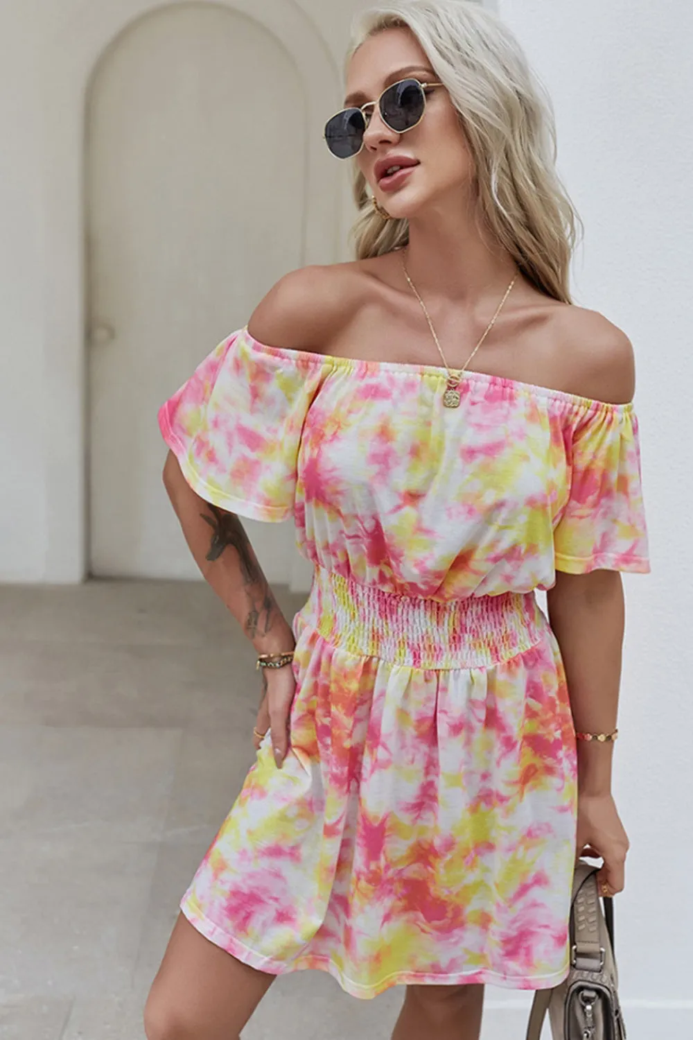 Off-Shoulder Tie-Dye Dress