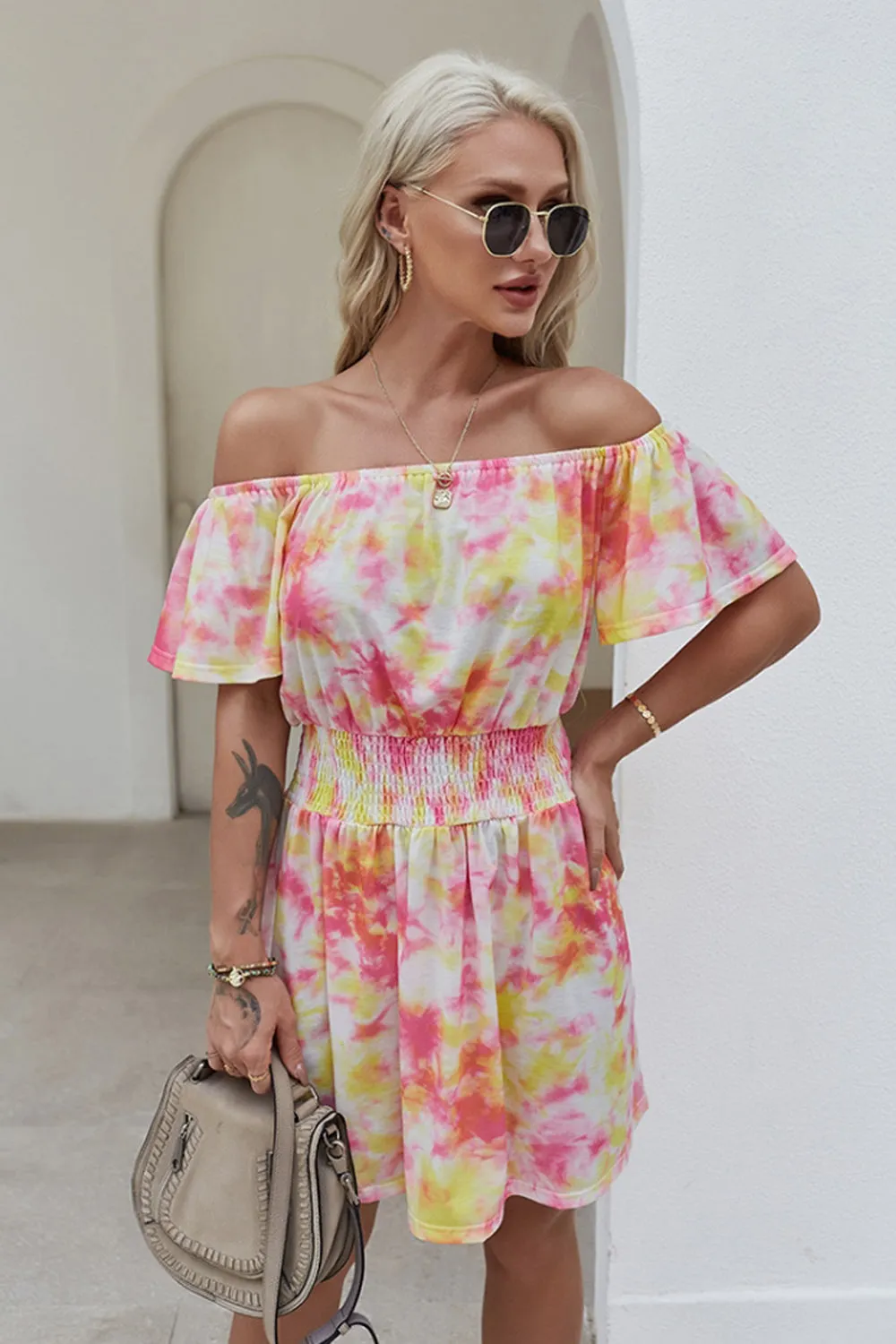 Off-Shoulder Tie-Dye Dress