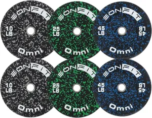 Olympic Weight Plates Bumper Plate Color Fleck 2 inch Low-Bounce Rubber Plates Set 160lb for Weight Lifting & Strength Training Home Gym