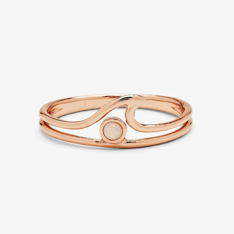 Opal Wave Ring Rose Gold - Size 6